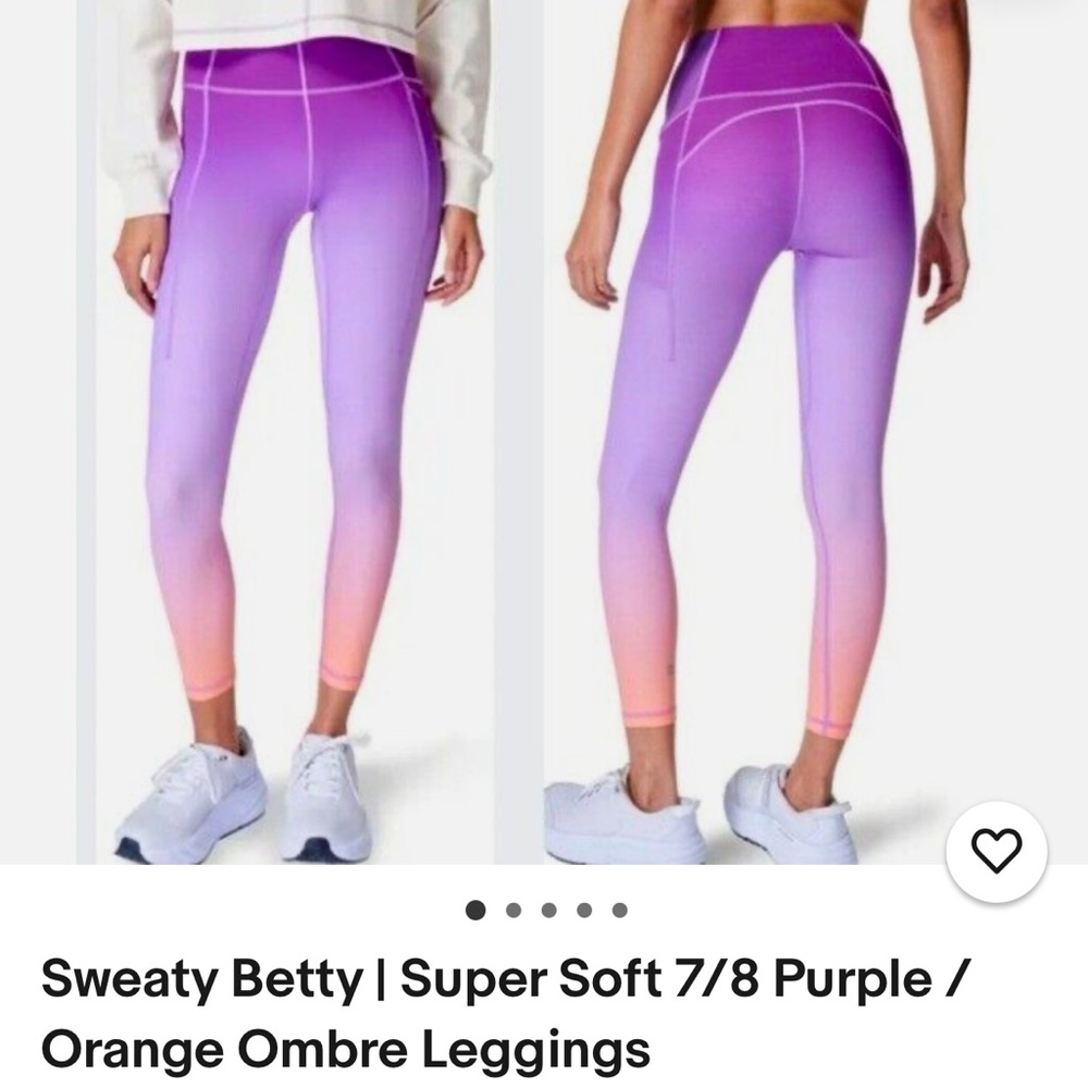 Sweaty Betty Supersoft Purple and Pink Leggings with Ombre Gradient 7/8